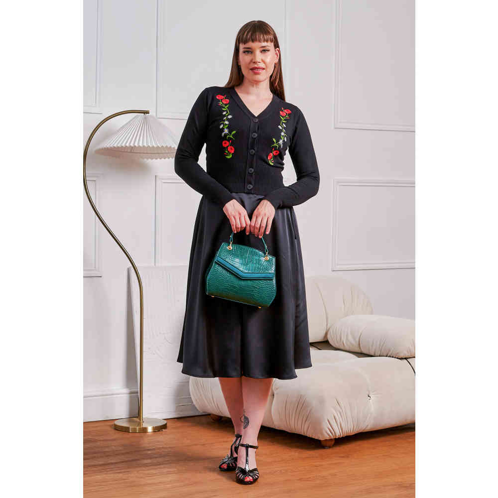 Banned - Nara Roses And Daisies Cardigan - Black